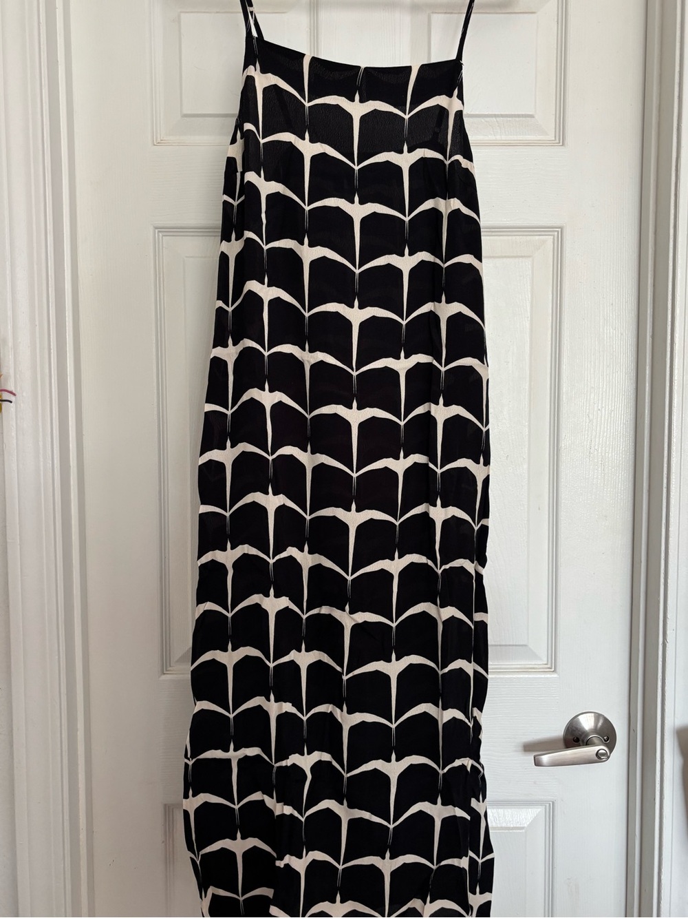 Manaola Black & Cream Geometric Slip Midi Dress